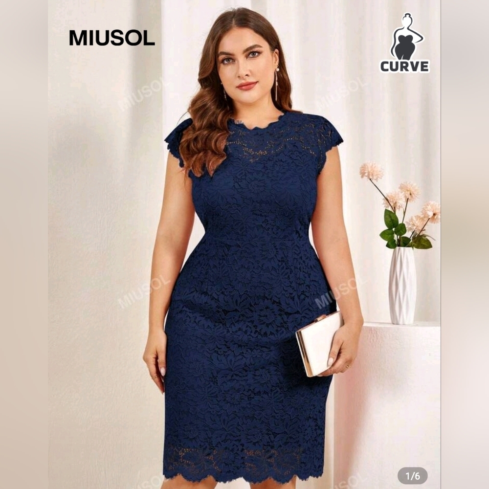 shein Navy Blue‎ Lace Dress 4xl